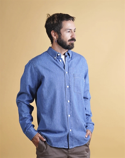 Elsk - Chambray Mens BD Hemd - Nineties Blue